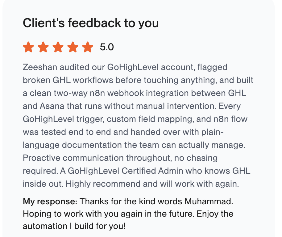 Client Feedback GHL Audit & Asana Integration