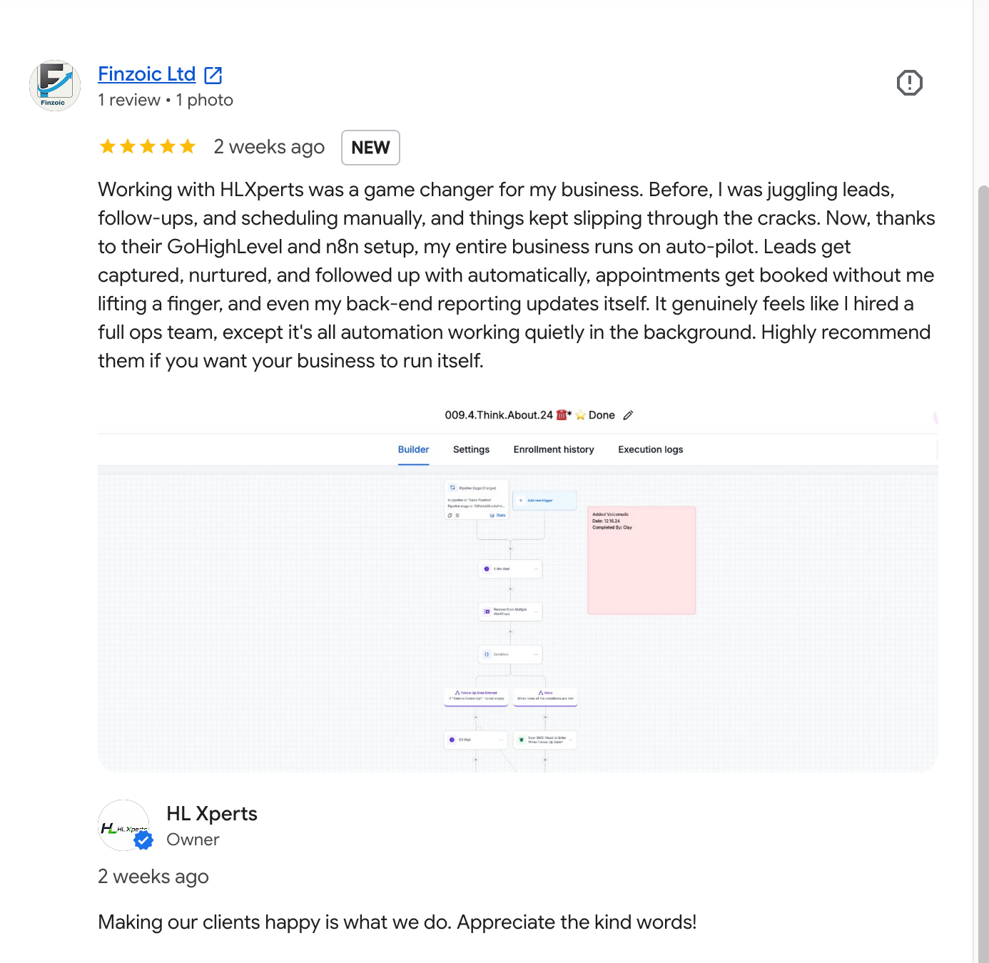 Finzoic Ltd Google Review